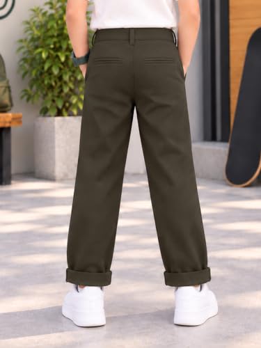 Image of KiddoPanti Boys 100% Cotton Twill Chinos Pant | Comfortable Regular Fit | 2 Side Pocket, 2 Back Pocket | Ankle Length | Back Elasticated Waistband with Button Zip Open Fly