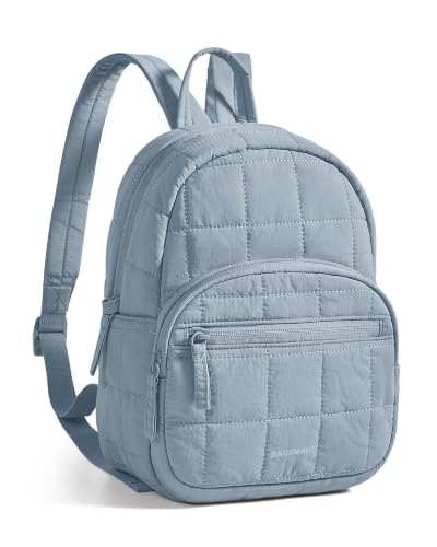 Image of BAGSMART College Laptop Backpack, Travel Backpack for Women, Quilted Casual Daypack, Water-Resistant Bookbag, Mini-9.7 inch, French Blue