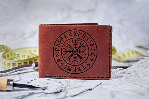 Viking Wallet,100% leather Wallet,Vegvisir Viking Compass Celtic Leather Wallet,Personalized Wallet,Wallet for Men