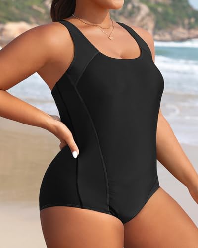 Image of Aqua Eve Plus Size Swimsuits Athletic One Piece Bathing Suit for Women Tummy Control Slimming Swimwear