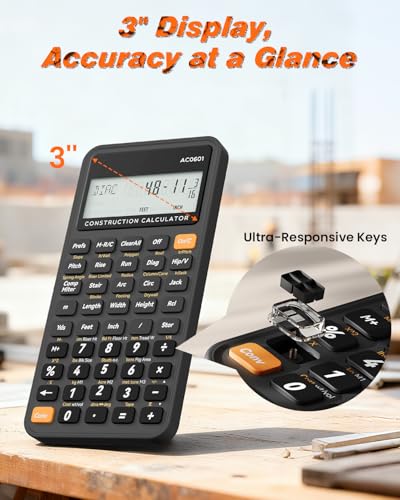 Image of Construction Calculator Industrial & Scientific ROATEE Engineering Calculator for Contractor, Concrete Pocket Feet-inch-Fraction Calculators Carpenter, Estimator, Builder, Framer, Remodeler, Renovator