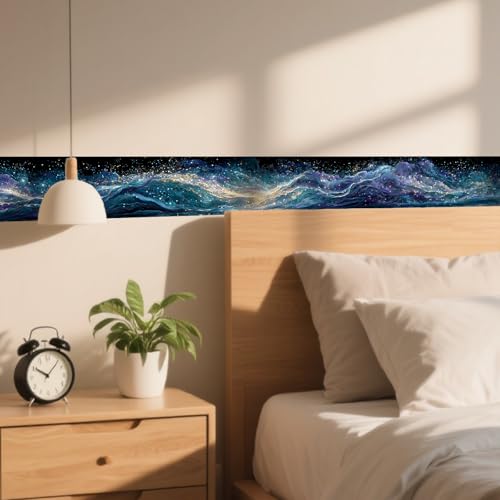 Image of Nuxovilar Starry Wave Abstract Peel Stick Border PVC 3.94x16.4'
