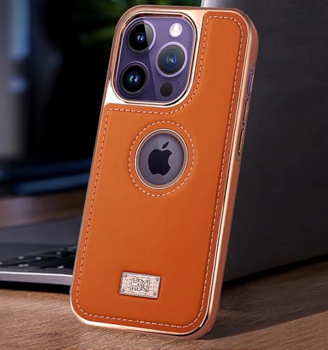 Image of BOUNCEBACK Faux Leather Electroplated Logo Cut Back Case /Cover for iPhone 16 Pro - Sierra Blue