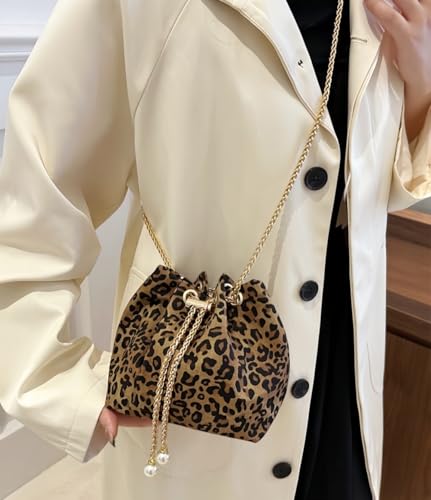 Mini Leopard Print Bucket Bag for Women, Small Crossbody Purse Cute Shoulder Bag Trendy Animal Print Handbag4