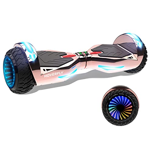 Hoverfly Nova Pro Hoverboard with Music Speaker, Max 8km Range & 10km/h by 200W Motor, 6.5' Rubber Wheel & UL2272 Certified Approved, Driving Breathing Headlight Self Balancing Scooter for Kid Rosegold