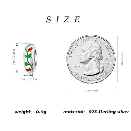 Image of ARTCHARM Rose Spacer Charm 925 Sterling Silver Clip Charm Stopper Beads Charm fit Fashion Charms Bracelet & Necklace