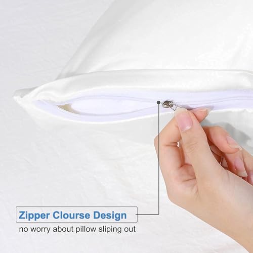 Image of 100% Organic Cotton Pack of 2 Travel Pillowcases 12x16 White Pillow Cases with Zipper Closure, Crisp Percale Weave, Soft & Cooling Pillow Covers (Size-12x16, White)