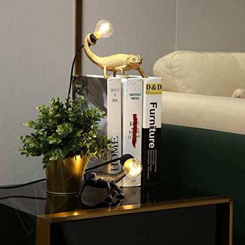 Image of MAYOLA Modern Chameleon Table Lamp,Desk lamp,Night Light,Wall Lamp, Resin Chameleon Lighting Fixture for Living Room, Bedroom, Office,Kids(Table Lamp, A-Gold)