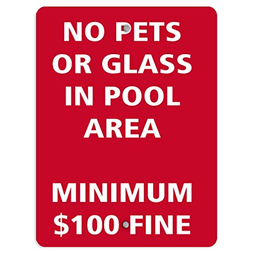 No Pets Or Glass in Pool Area Minimum $100 Fine Aluminum Metal Sign Street Signs 12X18 Inches
