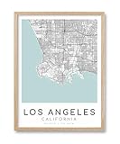 HesenDot Los Angeles Map Framed Wall Art,12x16in City Map Canvas Print,Natural OAK Frame with Acrylic Glass,Minimalist Modern Poster California Decor for Living Room Office Bedroom Home,Set of 1