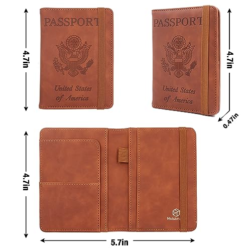 Image of Melsbrinna Premium Leather Passport Holder Covers Case, Waterproof Rfid Blocking Travel Wallet Passport Holder with Pen Holder, Cute Passport Book for Women /Men