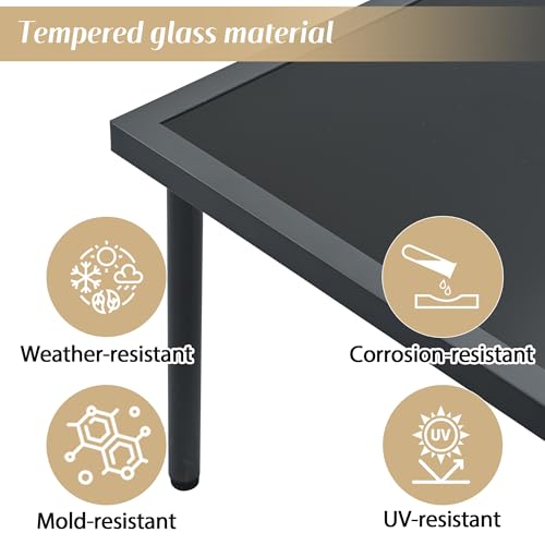 6 Pieces Garden Furniture Sets Corner Sofa, Patio Furniture Sets Garden Lounge Set with Coffee Table&Stool, Seating Group with Cushions, Outdoor Terrace Patio Backyard Furniture, Galvanized Iron,Beige - Image 4