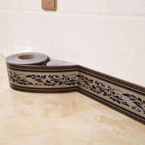 Cenefa de papel pintado 32.8 pies impermeable espejo borde despegar y pegar, floral autoadhesivo papel pintado bordes extraíble azulejos pegatina para restaurante cocina baño decoración de pared, est