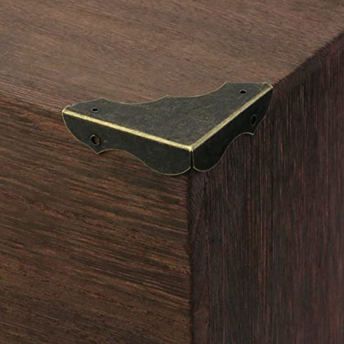 Image of Antrader 24PCS Box Corner Guards with Screw,Bronze Tone,1.5 inch x 1.5 inch x 0.35 inch | Metal Cabinet Corner Protector, Gift Box Decorative Edge Covers