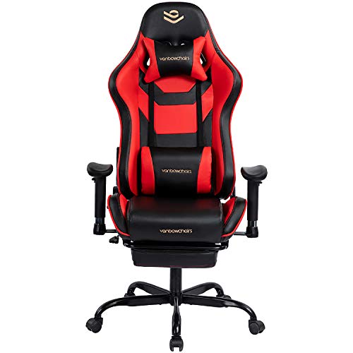 Comermax Gaming Chair with Footrest Reclining High Back Computer Game Chair with Lumbar Support and Headrest (Red) Comermax Gaming Chair with Footrest Reclining High Back Computer Game Chair with Lumbar Support and Headrest (Red)