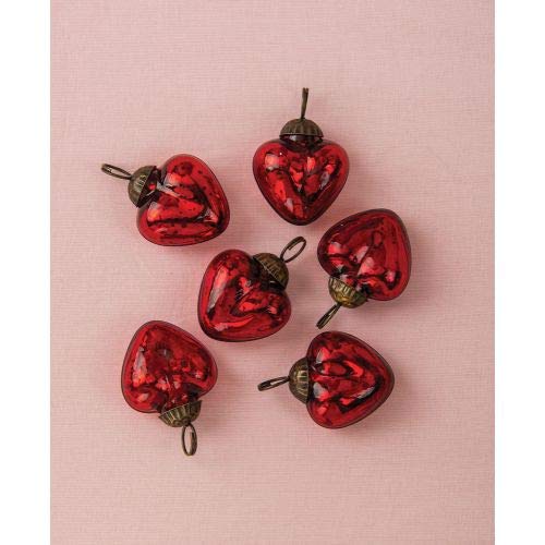 Luna Bazaar Mini Mercury Glass Heart Ornaments (1 to 1.5-Inch, Red, Cora Design, Set of 6) - Great Gift Idea, Vintage-Style Decorations for Christmas, Special Occasions, Home Decor and Parties Luna Bazaar Mini Mercury Glass Heart Ornaments (1 to 1.5-Inch, Red, Cora Design, Set of 6) - Great Gift Idea, Vintage-Style Decorations for Christmas, Special Occasions, Home Decor and Parties