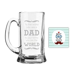 TheYaYaCafe Birthday Gifts for World Best Dad (580ml) Icon Beer Mug, Clear, Glass, 1 Piece