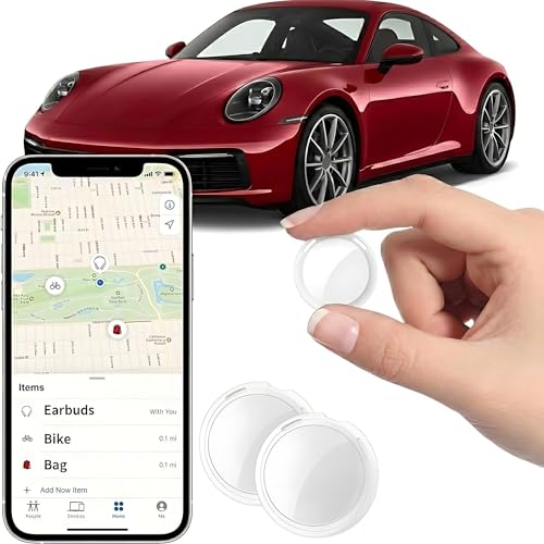 2 Pack GPS Tracker for Vehicles Works with Apple Find My(iOS Only) Mini Real-Time Hidden Car Locator Air Tracker Tag Undetectable Tracking Device for Car Global Coverage No Monthly Fee or SIM Required