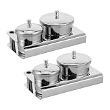 iplusmile 2 Stück Nagelkunst Dappen Dish aus Edelstahl mit Deckel Silber 11,9x7,7x2,4cm für Acrylpulver und Flüssigkeit für Salon und Zuhause