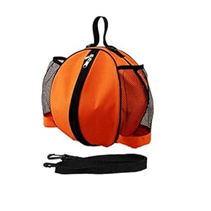 JZK Bolsa Baloncesto Bandolera para Baloncesto Voleibol fútbol con Bolsillos Laterales de Red para Botella de Agua, Bolso Mano Bolso de Baloncesto, Naranja