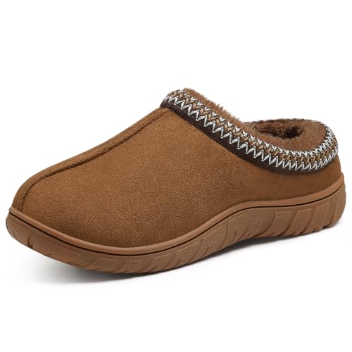 Litfun Men's Memory Foam Fuzzy Slippers Indoor Outdoor Winter House Shoes