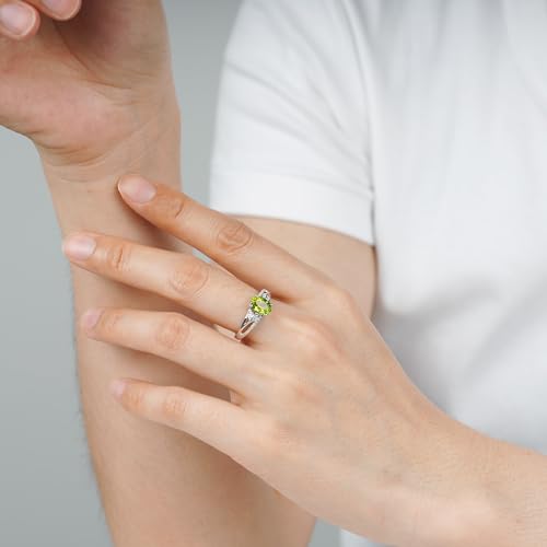 LUO 925 Sterling Silver 1.33 CT Peridot Ring Oval Shaped Promise Ring August Birthstone Ring for Women Size 5.5 Jewelry by LUO - Image 5
