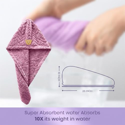 Image of MAXOSHINE Hair Towel Wrap for Women-Quick Drying Microfiber Towel for Hair with Elastic Loop for Tying-Super Absorbent Head Towels Wrap for Ladies Hair Turban