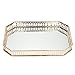 Hipiwe Vanity Makeup Mirror Tray Metal Jewelry Trinket Organizer Tray Large Cosmetic Perfume Tray Home Decorative Tray for Dresser Bathroom Bedroom Countertop (Gold, Large)