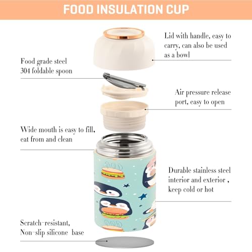 Termo de comida de acero inoxidable de 500 ml para comer sano fuera 5