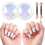 BISHENGYF Mermaid Chrome Powder 2 Jars, Unicorn Glitter for Nails Pearlescent Effect, Ultra-fine Smo