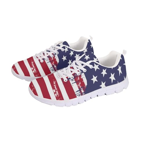 Jeiento American Flag Shoes Women Running Shoes Red White and