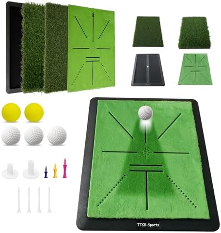 TTCB Sports 3 in 1 Golf Hitting Mat, 13" x 17" Golf Practice Mat ...