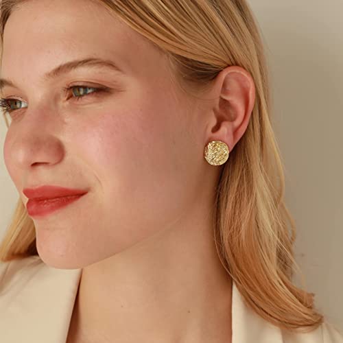 Women’s Round Coin Stud Earrings, Disc Button Ear Studs4
