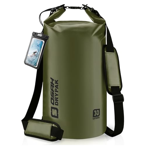 OSAH DRYPAK Dry Bag wasserdichte Tasche 5L/10L/20L/30L/40L Drybag Rucksack Wasserdicht Beutel mit Schultergurt und Wasserfester Handyhülle für Wassersport, Kajakfahren, Bootfahren, Camping