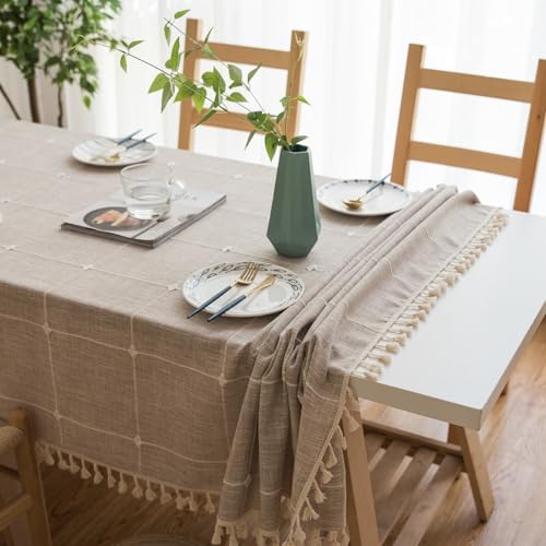 Nappe en lin à treillis pour repas de jardin et tables de salle à manger bohèmes - 3