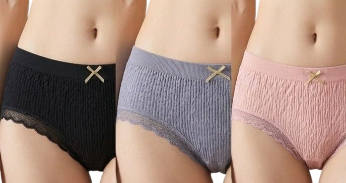 Women’s Mid-Rise Lace Trim Briefs Pack of 3 | Soft Stretchable Comfortable Panties for Daily use Casual-image-41