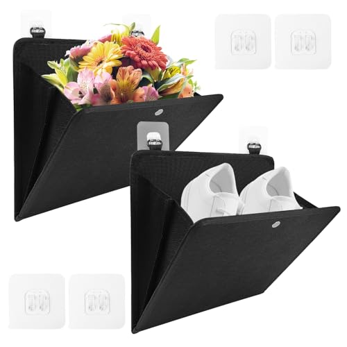 Radianeroryi 2 Piezas Zapatero Pared, Colgador de Pared sin Taladro, Almacenamiento con Apertura de 45°, Impermeable y Resistente al Desgarro, Adecuada para Zapatos y Artículos Cotidianos