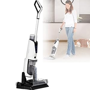 Multifunctionele vloerreiniger, nat- en droogzuiger, 3-in-1 multifunctioneel (stofzuigen, dweilen en drogen) twee-watertanksysteem, voor harde vloeren en tapijten, 5000Mah batterij