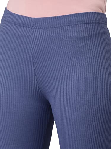 Image of GO COLORS Drop Needle Ribbed Active Leggings for Women | Lightweight, Spandex Waistband, Mid Rise