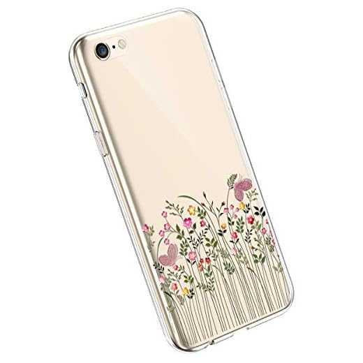 YSIMEE Kompatibel med fodral iPhone 6/6S Plus blomsterserie målad silikon mjuk genomskinlig genomskinlig gummi TPU Tpu B2