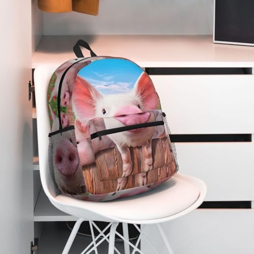 Sac à dos classique imprimé cochon rigolo imperméable et décontracté pour tous