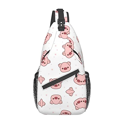 Sac de baseball à bandoulière mixte - Sac de poitrine de randonnée, camping et cyclisme cochon