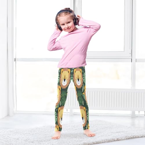 Toddler Girls Leggings Printed Yoga Pants Leggings Green Leaves Lion Heads for Kids4