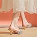 DFHASLKLE Women's embroidered pearl low heel mules Fashion Closed pointed toe Comfortable backless Slingback slip-on kitten heel sandals for Party Date Prom Wedding Dressy Slides (Gold,8)