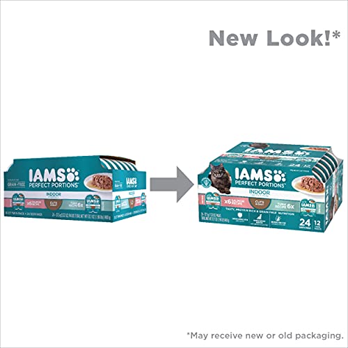 IAMS PERFECT PORTIONS Indoor Adult Grain Free* Wet Cat Food Cuts in Gravy Variety Pack, Tuna Recipe and Salmon Recipe… - Image 3