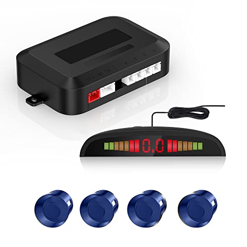 CoCar Auto Rückfahrwarner Einparkhilfe 4 Sensoren Einparkassistent Einparksystem PDC + LED Anzeigen + Akustische Warnung - Blau