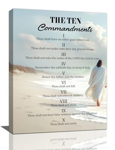 10 Commandments Wall Art, The Ten Commandments Canvas Wall Decor,
