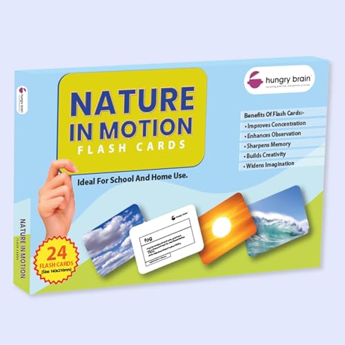 Hungry Brain Nature in Motion Educational Flash Cards for Kids (3 Months+), Early Learning Baby Flashcards for Toddlers, Preschool & Kindergarten, High Contrast Learning Cards for Brain Development