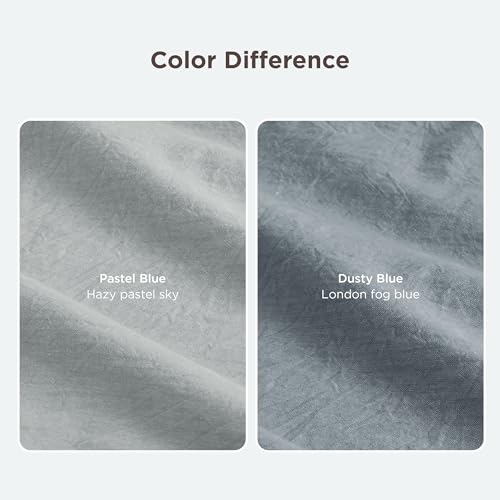 Bedsure 100% Washed Cotton Duvet Cover Queen Size - Dusty Blue Minimalist Cotton Bedding Linen Like for All Seasons - GentleSoft™ Plain Simple Duvet Cover, 3 Pieces (Dusty Blue, Queen, 90"x90")