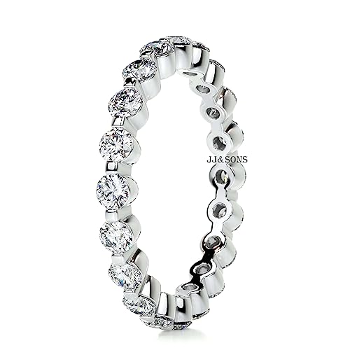 2.3MM Round Cut Genuine Moissanite Wedding Band, Full Eternity Band in 14K Solid Gold, VVS1 Clarity D Color Moissanite With Shared Prong Classic, Designer, Statement Band3